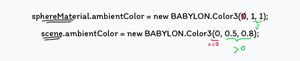 Scene and material ambientColor