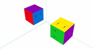 The result of the y-axis and z-axis rotation sequences on both boxes